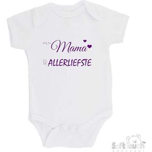 100% katoenen Romper ""Mijn mama is de allerliefste"" Moederdag Meisjes Katoen Wit/paars Maat 56/62