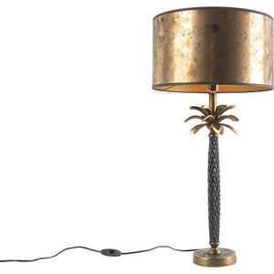 QAZQA areka - Art Deco Tafellamp met kap - 1 lichts - H 700 mm - Brons - Woonkamers-sSlaapkamer