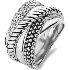 TI SENTO Dames Ring - 925 zilver - Zirconia wit - Maat 16.00 mm / maat 50 - 12003ZI