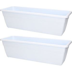 PlasticForte Plantenbak - 2x - wit - rechthoekig - 50 x 17 x 15 cm - Bloembakken/plantenbakken voor binnen/buiten