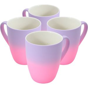 Kleurrijke lavendel/roze slanke mokken! - 4 stuks - 300ml - Perfect voor koffie, thee of andere warme dranken - Gezellig design - Koffiemok met gradient ontwerp