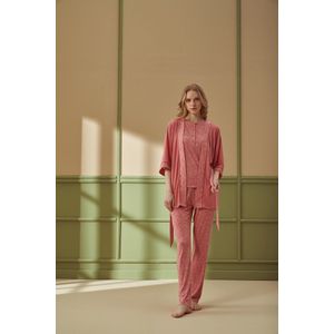 Pijadore - 3 Delige Pyjama Set Voor Dames, Lange Mouwen, Roze - S