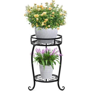 2 Niveau Metaal Plantenstandaard Decoratie Bloempot Planten Ruimte besparen Planter Houder Bloem Stand Rack Ondersteuning - Thuis Tuin Hoek Veranda