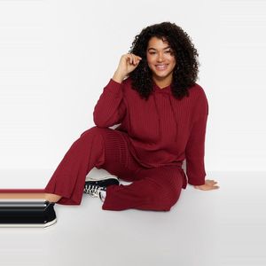 Trendyol Indigo Capuchon Kraag Relaxed Fit Gebreide Camisole Plus Size Top-Bottom Set Tbbaw23Cp00016