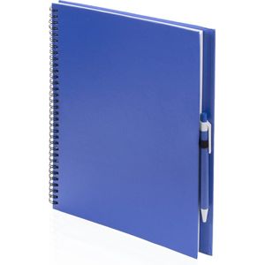 Schetsboek blauwe harde kaft A4 formaat - 80x vellen blanco papier - Teken boeken