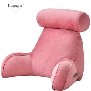 Eszenzics™ Leeskussen XL - Ultrazacht zitkussen - Rugkussen - Lendesteun - Knuffelkussen - Lounge kussen - 75x40x50cm - Roze