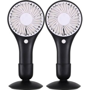 Urban Living Draagbare USB ventilator met standaard - 2x - zwart - 20 x 10 cm