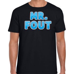 Bellatio Decorations verkleed t-shirt voor heren - Mr. Fout - zwart/blauw - carnaval XL
