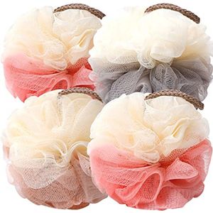 Zachte Mesh Loofah Spons voor Douche en Bad | Exfoliërende Scrubber in Mix Kleuren (4 Stuks)