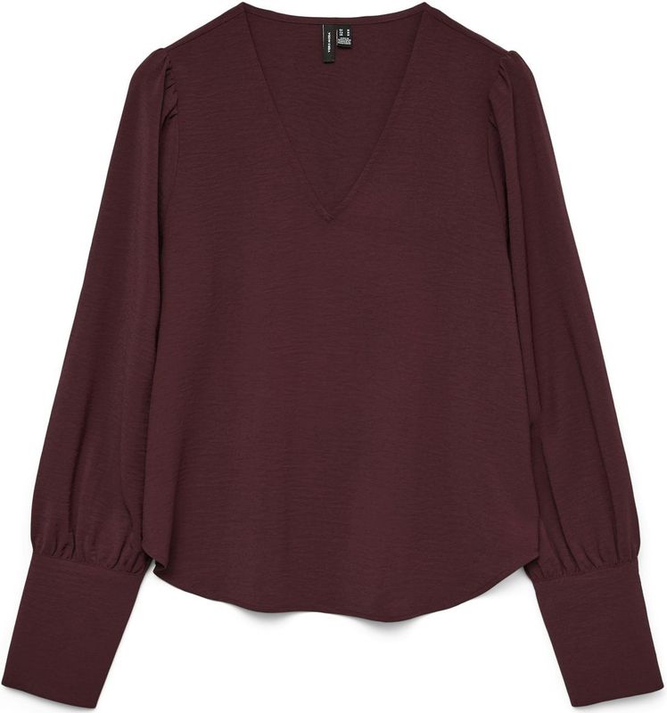 Vero Moda T-shirt Vmesme Ls V-neck Top Wvn Ga 10338288 Winetasting Dames Maat - M