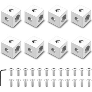 Allecto Plus - 3-weg hoekkubus extrusie hardware T-sleuf V-sleuf accessoires voor 20x20 aluminium connector - 8 stuks.