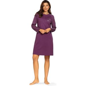 Comtessa Nachthemd 'I'll see you at Midnight' - Dames Nachtmode - Lange Mouw - Paars - Maat 42