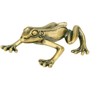 IMIKEYA Miniatuur Messing Beeldjes Kikker - Gouden Mini Kikker Beeldje Ornamenten Huisdecoratie Feng Shui Decoratief Figuur Messing Dierenbeeld voor Woonkamer Tafeldecoratie Kantoor