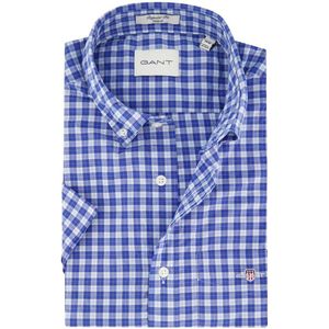 Gant casual overhemd korte mouw blauw