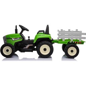 Jo-Jo Products 4U - Elektrische Tractor Voor Kinderen - Berijdbaar Auto Voor Kinderen - Accu Auto Voor Kinderen - Buiten Auto Voor Kinderen - Elektrische Speelgoed Auto - Tractor Speelgoed - Tractor Met Aanhanger -Groen