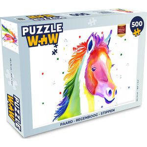 Puzzel Paard - Regenboog - Stippen - Meisjes - Kinderen - Meiden - Legpuzzel - Puzzel 500 stukjes