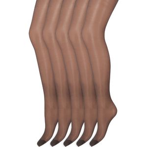 Zijdeglans Panty | Transparant van teen tot taille | 15 Denier | Merk: Marianne | Maat: S t/m XXXL | Kleur: Singapore | 5 Paar