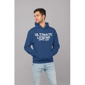 1980 Jaar Navy Hoodie heren - Maat S - Ultimate Legend - Verjaardag Cadeau Mannen - Limited Edition