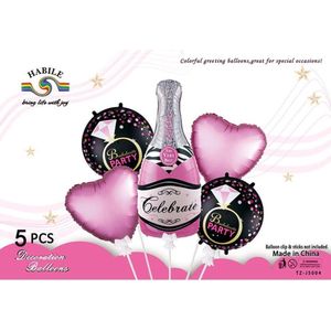 Folie ballon Set Champagne XL, Roze, 5 stuks, Verjaardag, Happy Birthday, Feest, Party, Wedding, Decoratie, Versiering
