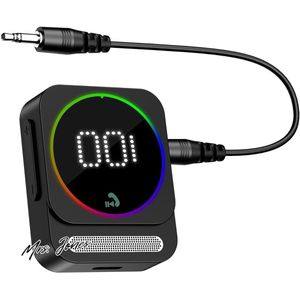 Mrs. Jones Bluetooth Adapter 3-in-1 Bluetooth Aux-Adapter met LED-Display handsfree bellen volumeregeling Bluetooth transmitter voor pc tv autogeluidssysteem .