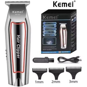 Krachtige Kemei Scheerapparaat - Usb-Oplaadbare Trimmer voor Gezichtshaar, Hoofdhaar en Lichaamshaar - Perfecte Lichaamshaar Verzorging - Kleur: Zilver/Chrome