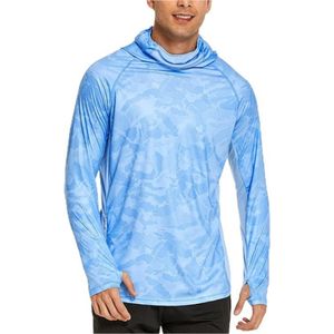 Uv-Shirt Voor Heren – Sport T-Shirts Met Upf 50+ – Uv-Bescherming – Lange Mouwen – Hoodie Met Duimgat – Ademend Rashguard – Ideaal Voor Surfen – Vissen – Wandelen