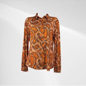 Angelle Milan - Oranje blouse met stippenpatroon - Travelstof - In 5 maten - Maat S