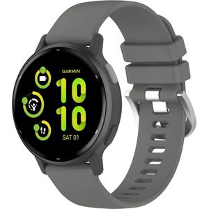 Strap-it Siliconen classic bandje - geschikt voor Garmin Venu / Venu SQ / SQ 2 / Venu 2 Plus / Vivoactive 3 / Vivoactive 5 / Vivomove (HR - Style - Luxe - Sport) / Forerunner 245 / 645 / 165 / 55 - donkergrijs