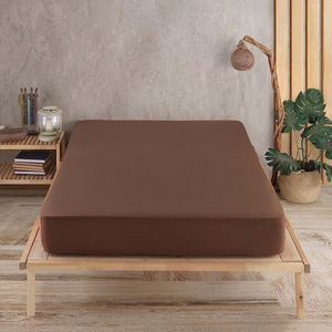 Premium Jersey Hoeslakens 100x200cm donkerbruin - hoeslaken 100% katoen, bedlaken 100x200 tot 35 cm matrashoogte donkerbruin