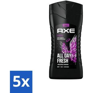 5 x AXE - 3-in-1 Douchegel - Excite - Lichaam, Gezicht & Haar - Verleidelijke Geur - 250 ml - 3-in-1 Douchegel - Douchegel Lichaam Gezicht Haar - Douchegel Excite - Douchegel Voor Mannen - Frisse Geur