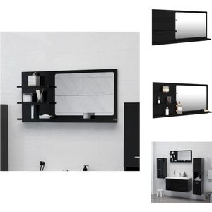 vidaXL Wandspiegel Spaanplaat en Acryl - 90 x 10.5 x 45 cm (B x D x H) - Zwart - Badkamerkast