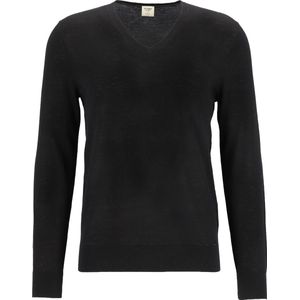 OLYMP Level 5 body fit trui wol met zijde - V-hals - zwart - Maat: L