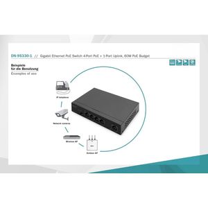 Equivera DN-80202 Switch - Unmanaged - Gigabit - PoE - Thuis/Kantoor