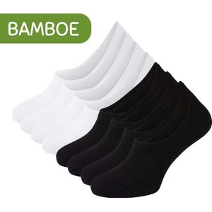 Sokjes.nl ® Bamboe no-show Footies - 8 paar - Zwart/wit (Combipack) - 35-38 - Sokken
