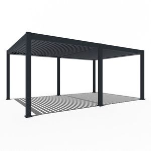 Orion Premium elektrische overkapping met LED - 400 x 600 cm - antraciet - Elektrisch lamellen dak en Luxe uitstraling - Volledig Aluminium terrasoverkapping met LED verlichting - Perfect te gebruiken als Tuinprieel / Carport / Veranda / Pergola