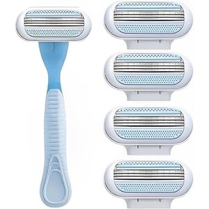 Het scheermes voor vrouwen wordt geleverd met 4 vervangende mesjes, inclusief het handvat. Het is een ideale keuze voor intieme scheermessen en bikinilijnscheermessen voor vrouwen, en helpt de huid te beschermen tegen irritatie.