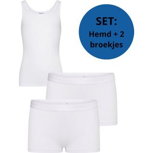 Beeren Bodywear Meisjes Set: Hemd en 2 Boxers Wit maat 158/164
