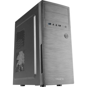 ATX Semi-Tower PC Case met 12cm Zijventilator en Geborsteld Aluminium Front in Zwart