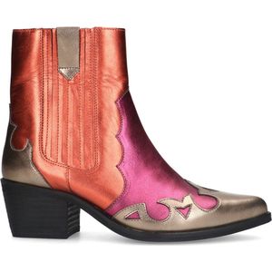 Manfield - Dames - Rode metallic leren cowboy laarzen - Maat 38