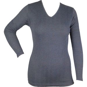 Dames thermo shirt Lunatex lange mouw met V-hals Antraciet - maat XL