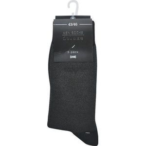 Mannen sokken - DELUXE 6 PAAR - naadloos - 80% katoen - assortiment grijs/zwart - heren maat 43/46 chaussettes socks