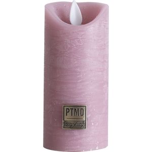 PTMD LED kaars rustiek oud rose met beweegbare vlam - LED Light Candle rustic pink moveable flame XS - Met timer - Diameter 5,5 x 5,5 x hoog 12,5 cm