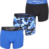 Happy Shorts Heren Boxershorts Trunks Camouflage Blauw/Zwart 3-Pack - Maat M