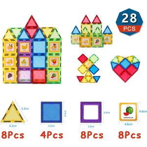 Bouwstenen - Magnetic Tiles - Magnetische Bouwblokken - Magnetic Toys - Vanaf 3 jaar - 28 stuks