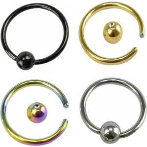 Fako Bijoux® - Ball Closure Piercing - Ring - 8mm - Set - 4 Stuks