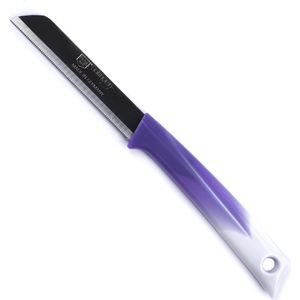 Solingen Kartelmes - Tomatenmes met Kartel - RVS - 19 cm met ""Blade Cover"" - Bi-Color Paars met Wit