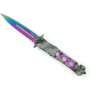 Rainbow Survival Multimes Zakmes RVS Multitool Glasbreker Gordelsnijder Zaag Assisted Flipper Assist