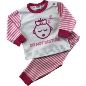 Beeren Babypyjama Do Not Disturb Roze/wit Maat 74/80