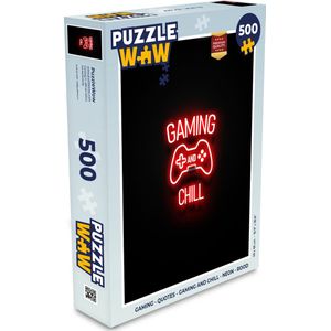 Puzzel Gaming - Quotes - Gaming and chill - Neon - Rood - Legpuzzel - Puzzel 500 stukjes