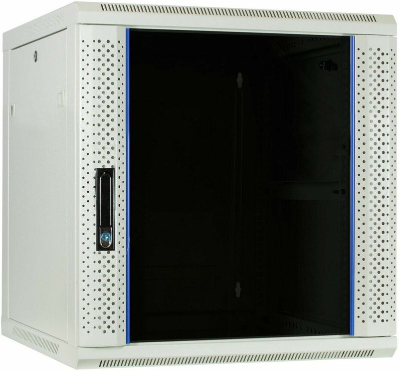 DSIT 12U witte wandkast met glazen deur 600x600x635mm (BxDxH) - serverbehuizing - serverrack - serverkast - 19 inch
